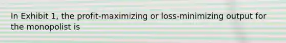 In Exhibit 1, the profit‑maximizing or loss‑minimizing output for the monopolist is