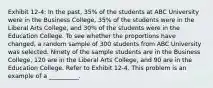 Exhibit 12-4: In the past, 35% of the students at ABC University were in the Business College, 35% of the students were in the Liberal Arts College, and 30% of the students were in the Education College. To see whether the proportions have changed, a random sample of 300 students from ABC University was selected. Ninety of the sample students are in the Business College, 120 are in the Liberal Arts College, and 90 are in the Education College. Refer to Exhibit 12-4. This problem is an example of a __________.