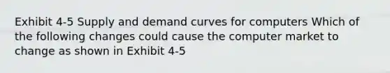 Exhibit 4-5 Supply and demand curves for computers Which of the following changes could cause the computer market to change as shown in Exhibit 4-5