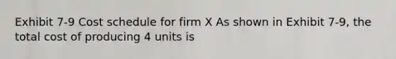 Exhibit 7-9 Cost schedule for firm X As shown in Exhibit 7-9, the total cost of producing 4 units is