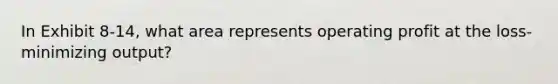 In Exhibit 8-14, what area represents operating profit at the loss-minimizing output?