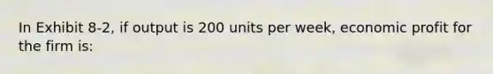 In Exhibit 8-2, if output is 200 units per week, economic profit for the firm is: