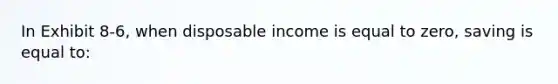 In Exhibit 8-6, when disposable income is equal to zero, saving is equal to: