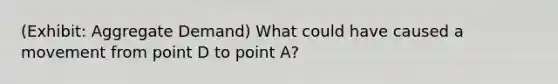 (Exhibit: Aggregate Demand) What could have caused a movement from point D to point A?