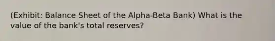 (Exhibit: Balance Sheet of the Alpha-Beta Bank) What is the value of the bank's total reserves?