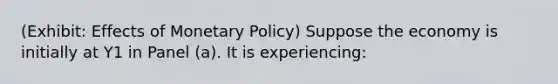 (Exhibit: Effects of Monetary Policy) Suppose the economy is initially at Y1 in Panel (a). It is experiencing: