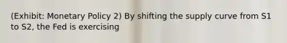 (Exhibit: Monetary Policy 2) By shifting the supply curve from S1 to S2, the Fed is exercising