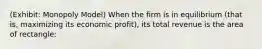 (Exhibit: Monopoly Model) When the firm is in equilibrium (that is, maximizing its economic profit), its total revenue is the area of rectangle: