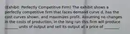 (Exhibit: Perfectly Competitive Firm) The exhibit shows a perfectly competitive firm that faces demand curve d, has the cost curves shown, and maximizes profit. Assuming no changes in the costs of production, in the long run this firm will produce _______ units of output and sell its output at a price of ________.