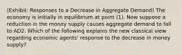 (Exhibit: Responses to a Decrease in Aggregate Demand) The economy is initially in equilibrium at point (1). Now suppose a reduction in the money supply causes aggregate demand to fall to AD2. Which of the following explains the new classical view regarding economic agents' response to the decrease in money supply?