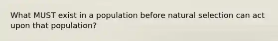 What MUST exist in a population before natural selection can act upon that population?