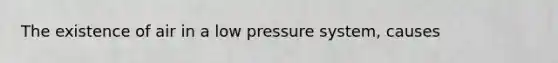 The existence of air in a low pressure system, causes