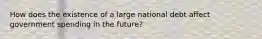 How does the existence of a large national debt affect government spending in the future?