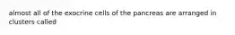 almost all of the exocrine cells of the pancreas are arranged in clusters called