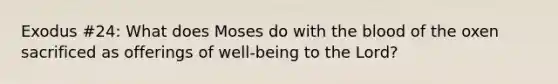 Exodus #24: What does Moses do with the blood of the oxen sacrificed as offerings of well-being to the Lord?