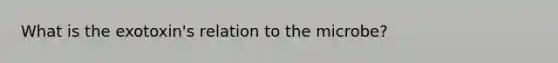 What is the exotoxin's relation to the microbe?