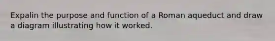 Expalin the purpose and function of a Roman aqueduct and draw a diagram illustrating how it worked.
