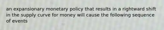 an expansionary monetary policy that results in a rightward shift in the supply curve for money will cause the following sequence of events