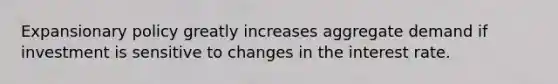 Expansionary policy greatly increases aggregate demand if investment is sensitive to changes in the interest rate.