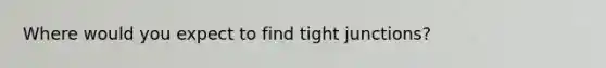 Where would you expect to find tight junctions?