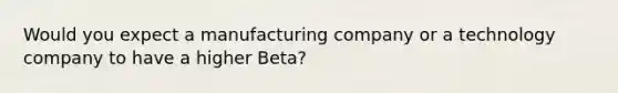 Would you expect a manufacturing company or a technology company to have a higher Beta?