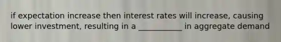 if expectation increase then interest rates will increase, causing lower investment, resulting in a ___________ in aggregate demand