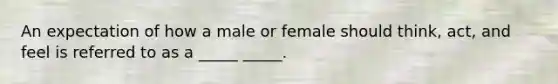 An expectation of how a male or female should think, act, and feel is referred to as a _____ _____.