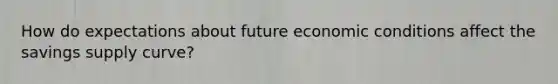 How do expectations about future economic conditions affect the savings supply curve?