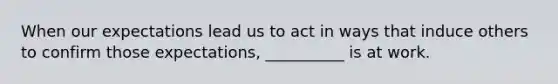 When our expectations lead us to act in ways that induce others to confirm those expectations, __________ is at work.