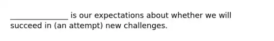 _______________ is our expectations about whether we will succeed in (an attempt) new challenges.