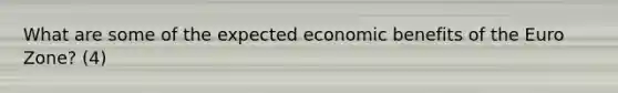 What are some of the expected economic benefits of the Euro Zone? (4)