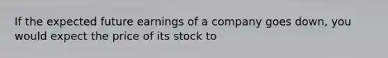 If the expected future earnings of a company goes down, you would expect the price of its stock to