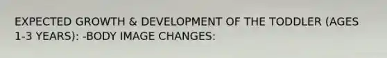 EXPECTED GROWTH & DEVELOPMENT OF THE TODDLER (AGES 1-3 YEARS): -BODY IMAGE CHANGES: