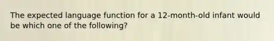 The expected language function for a 12-month-old infant would be which one of the following?