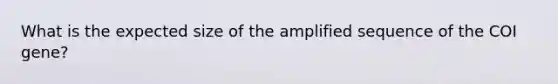 What is the expected size of the amplified sequence of the COI gene?