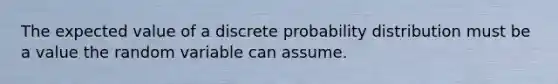 The expected value of a discrete probability distribution must be a value the random variable can assume.