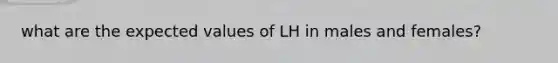 what are the expected values of LH in males and females?