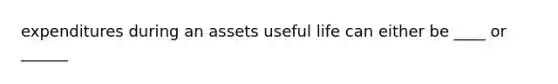 expenditures during an assets useful life can either be ____ or ______
