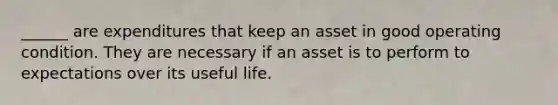 ______ are expenditures that keep an asset in good operating condition. They are necessary if an asset is to perform to expectations over its useful life.