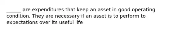 ______ are expenditures that keep an asset in good operating condition. They are necessary if an asset is to perform to expectations over its useful life