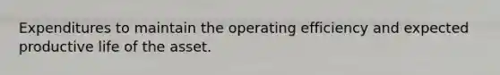 Expenditures to maintain the operating efficiency and expected productive life of the asset.