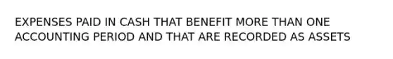 EXPENSES PAID IN CASH THAT BENEFIT MORE THAN ONE ACCOUNTING PERIOD AND THAT ARE RECORDED AS ASSETS