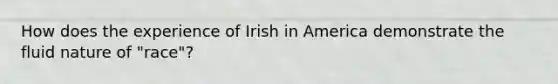 How does the experience of Irish in America demonstrate the fluid nature of "race"?