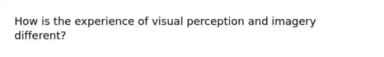 How is the experience of visual perception and imagery different?