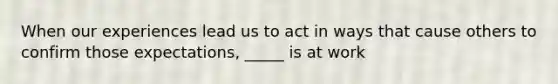 When our experiences lead us to act in ways that cause others to confirm those expectations, _____ is at work