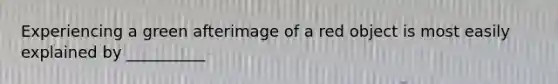 Experiencing a green afterimage of a red object is most easily explained by __________