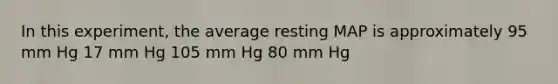 In this experiment, the average resting MAP is approximately 95 mm Hg 17 mm Hg 105 mm Hg 80 mm Hg