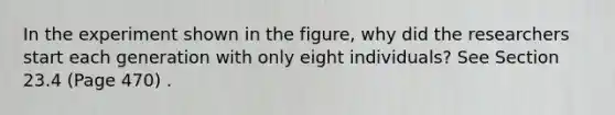 In the experiment shown in the figure, why did the researchers start each generation with only eight individuals? See Section 23.4 (Page 470) .