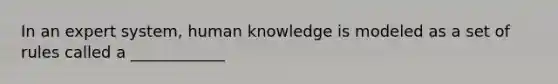 In an expert system, human knowledge is modeled as a set of rules called a ____________