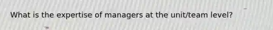 What is the expertise of managers at the unit/team level?